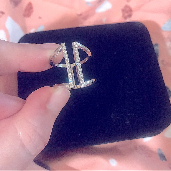 🆕💕Silver CZ Double Paved Bars Modern Geometric - Picture 10 of 16